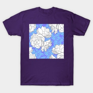 Sampaguita Flowers with Cyan Spirals on Blue Violet T-Shirt